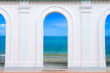 The Pink Door In front of the beach, Thailand.