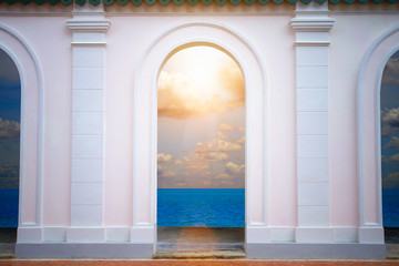 The Pink Door In front of the beach, Thailand.