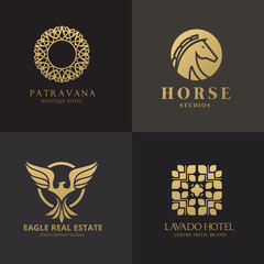 Luxury logo set,Best selected collection,Hotel logo,crest logo set,boutique logo,fashion logo, premium logo design.Vector logo Template