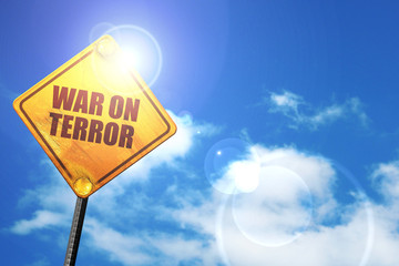 war on terror, 3D rendering, a yellow road sign