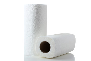 roll white napkins on a white isolated background