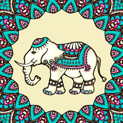 Fototapeta premium Indian Elephant, scarf, illustration