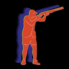 Silhouette trap shooter. vector drawing