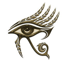 Horus eye, falcon god, feathers, protection symbol - obrazy, fototapety, plakaty
