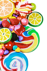 multicolored lollipops, candy and chewing gum