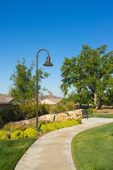 Street Lamp and Park Sidewalk