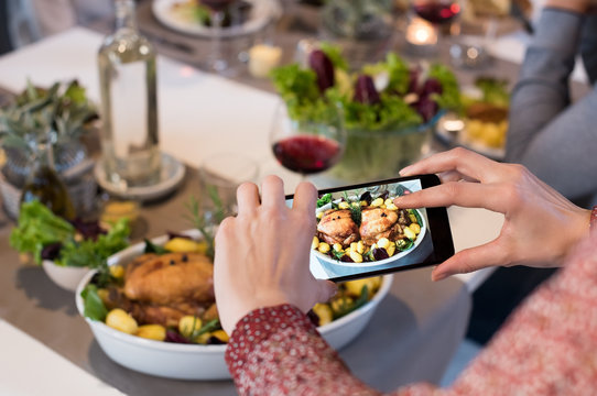 Taking photo of food with smartphone
