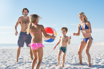 Family playing with ball