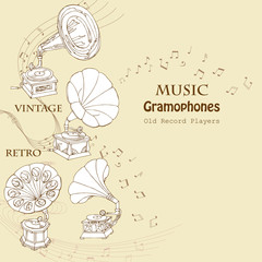 Background with  gramophones