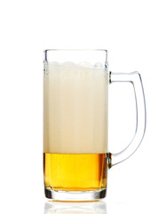 Glass of beer isolated on white background