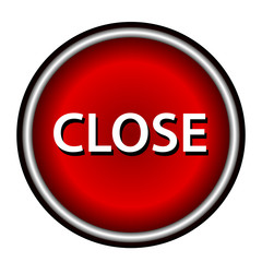 Close icon, red round button isolated on white background, web design illustration