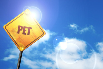 pet, 3D rendering, a yellow road sign