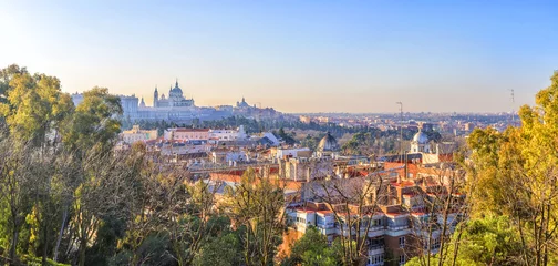 Foto op Canvas Sunrise panorama of Madrid with Royal Palace and  Almudena Cathe © maylat