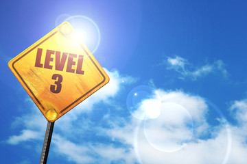 level 3, 3D rendering, a yellow road sign
