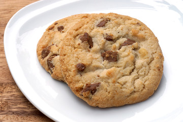 Milk chocolate macadamia, Chocolate chunk crispy cookies.