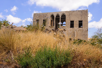 Fototapeta na wymiar Abandoned, ruined house: Remains of the last house in the village Ba'sa that was abandoned in 1948. Galilee, Israel.
