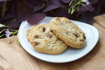 Milk chocolate macadamia, Chocolate chunk crispy cookies.