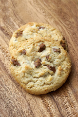 Milk chocolate macadamia, Chocolate chunk crispy cookies.
