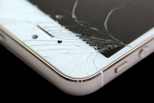 Close up mobile smartphone with broken screen