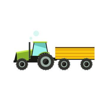 Flat vector illustration tractor icon on white background.