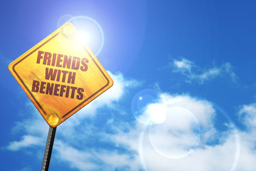 friends with benefits, 3D rendering, a yellow road sign