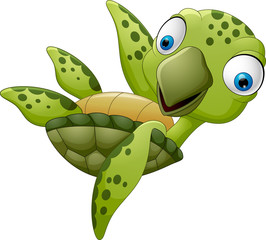 cute cartoon turtle waving