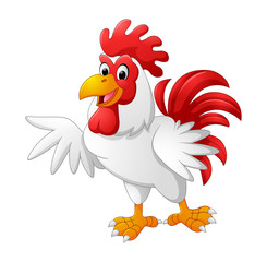 cartoon rooster presenting