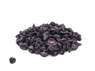 Dried barberry berries on white background