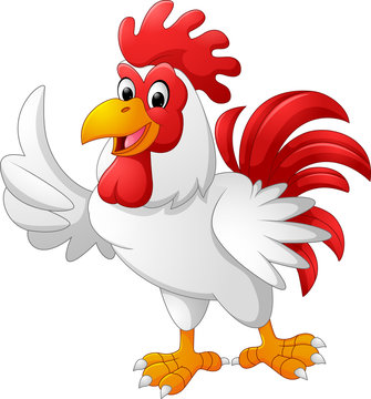 Cartoon rooster giving thumb up