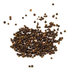Black pepper was placed on a white background