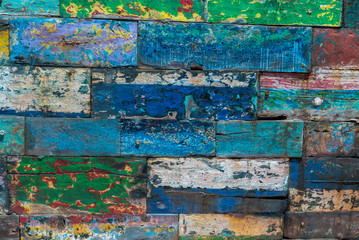 Colored abstract grunge wood texture background from old boat
