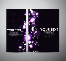 Abstract purple bokeh on Brochure business design template or roll up.