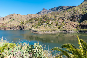 Fototapeta na wymiar Beautiful lake ayagaures of gran canaria in spain