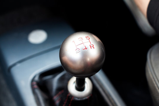 A manual gear shift knob