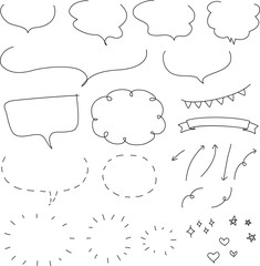 ナチュラルな手書きのフキダシ素材のセット