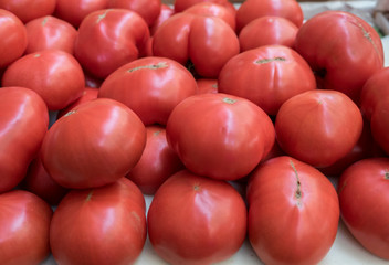 Ox-heart or Bull's Heart  tomatoes for sale at city market. Baku