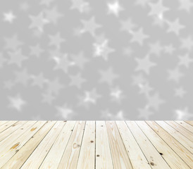 Wood table top on bokeh abstract background