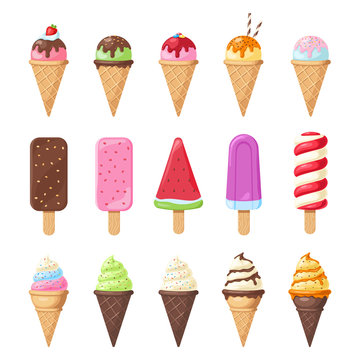 Tasty colorful ice cream set