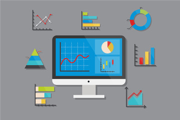 Business Chart and Graph Icons Flat Design Vector Illustration Element Icons Set