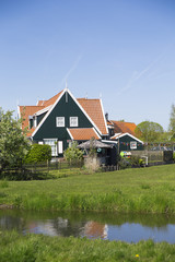 Old fishing green cottages on the island of Marken
