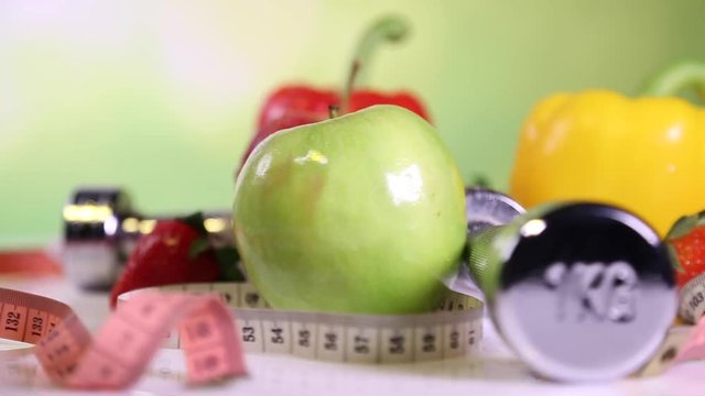Food and measure tape ,fitness background
