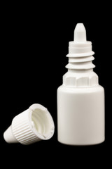 Eyes and ears drop bottle isolated on black