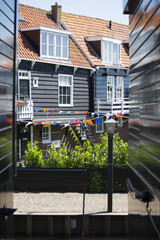 Old fishing green cottages on the island of Marken