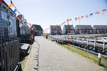 Old fishing green cottages on the island of Marken