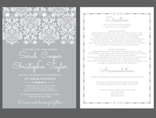 Silver Wedding Invitation Card Invitation with ornaments