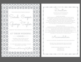 Fototapeta na wymiar Silver Wedding Invitation Card Invitation with ornaments