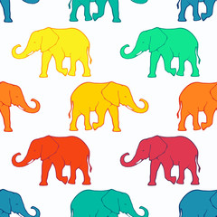 Seamless pattern with elephants