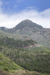 Naklejka premium View of Masca village with palms and mountains
