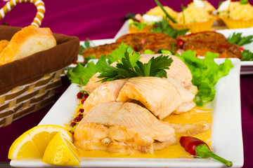 Various dishes served on the table