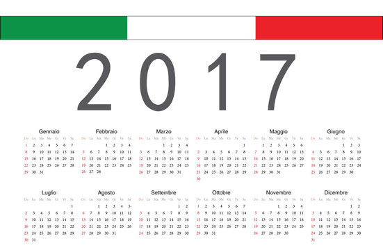 Italian 2017 year vector calendar